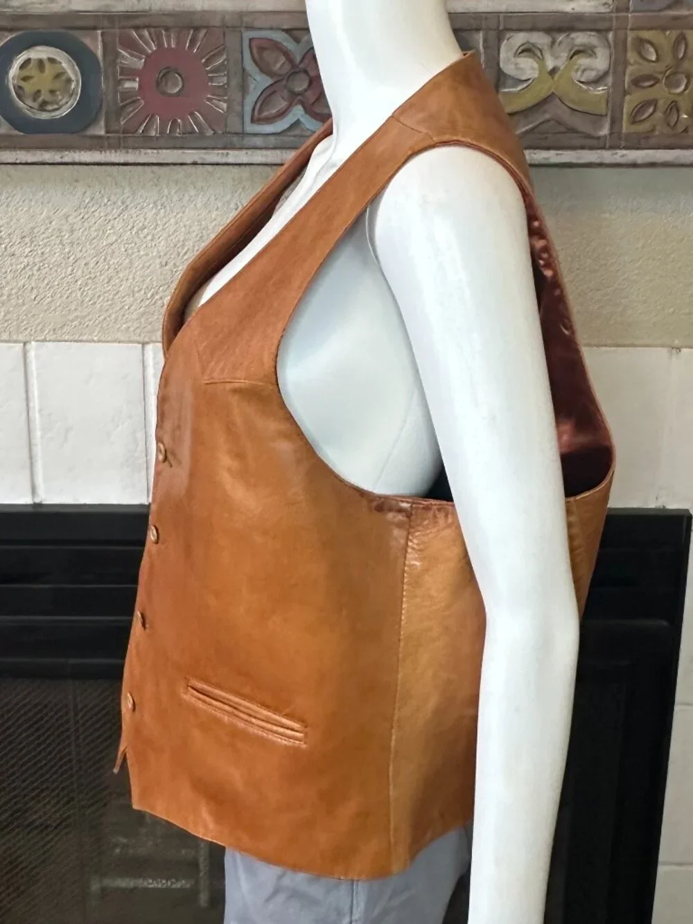Vtg Remy Leather Fashions Men's Brown soft smooth Vest Size 46 Made in USA